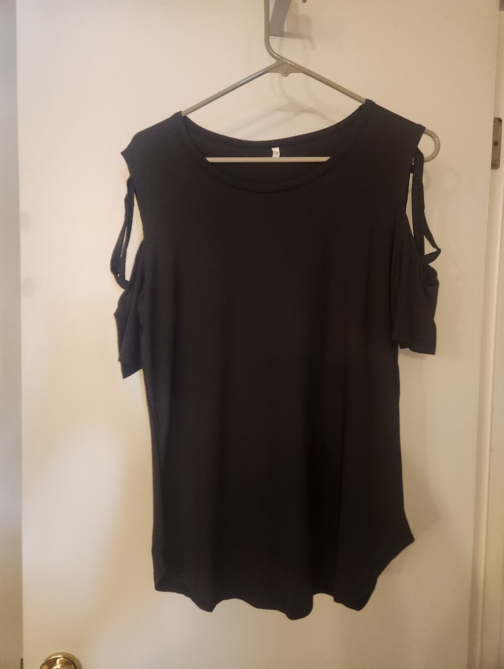 Black Cold-Shoulder Short Sleeve Top